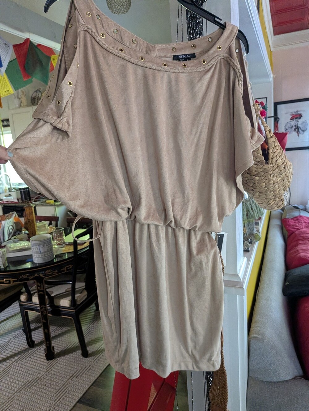 XOXO Taupe  Grommet Detail Dress